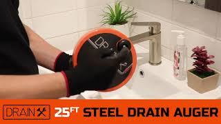 DrainX 25FT Metal Drain Auger Plumbing Snake | Drain Clog Remover