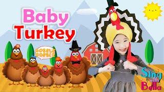 Baby Turkey with Lyrics （Baby Shark）| Kids Thanksgiving Song | Turkey Song | Sing with Bella