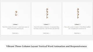 Vibrant Three-Column Layout Vertical Word Animation and Responsiveness