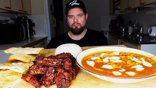 HOMEMADE BUTTERCHICKEN, KOREN BBQ WINGS & NAAN ASMR MUKBANG