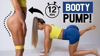 "BOOTY PUMP in 12 Minutes!"  Intense Resistance Band Workout for Bigger Rounder Glutes, At Home