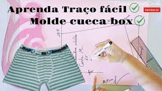 ️Traçar e Graduar fácil - Molde cueca box masculina #passoapassoConfecção no final do vídeo