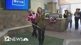 12News anchor Tram Mai gets a demo of the Gilbert Days Rodeo this weekend