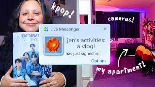  jen's activities - a vlog! : studio apartment tour! decor, kpop albums, cameras  | y2k aesthetic⭐