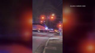 RAW VIDEO: Amtrak train hits police vehicle on tracks in Greensboro