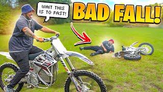 BAD FALL TRYING TO WHEELIE A FULL ELECTRIC ALTA DIRT BIKE ! | BRAAP VLOGS