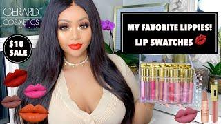 MY FAVORITE LIPSTICKS/ GLOSS - LIP SWATCHES ON BROWN SKIN  GERARD COSMETICS| $10 LIPSTICK  SALE 