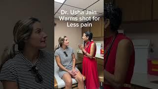 Dr. Usha Jain warms shot for less pain. #drushajain #nopain#shot#lesspain
