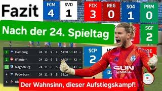 Fazit: nach dem 24. Spieltag sind die Top 5 der 2. Bundesliga so eng beieinander wie selten zuvor!