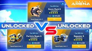 Storm Rack 6, Particle Beam 6, Repeater 6 - Unlock | Mech Arena Legendary Weapons