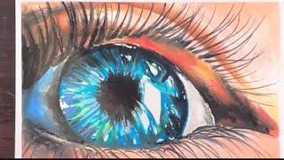 Oil Pastel Real Eye drawing