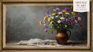 Vintage Frame TV Art Vivid Vase of Spring Flowers | TV Art Wallpaper | TV Background Screensaver