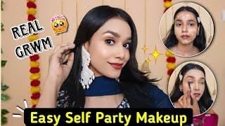 STEP BY STEPSELF PARTY MAKEUP TUTORIAL FOR WEDDING| INDIAN WEDDING GUEST MAKEUP#weddingguestmakeup