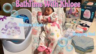 MINI VLOG : Khloee's First Bath + Shopping Haul | NEWBORN FIRST HOME BATH