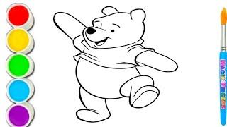 Pooh bear Drawing, Painting, Coloring for Kids and Toddlers | Learn drawing#pooh #bear #bearbaby