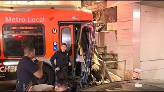 **CAUGHT ON CAMERA** Hijacked Metro bus crashes into Ritz-Carlton Hotel in Downtown Los Angeles.