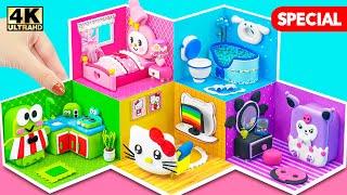 Make Cute 5 Color House with My Melody Bedroom, Kuromi Room from Clay for Hello Kitty and Friends