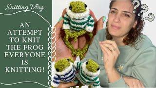 I attempt to KNIT an AMIGURUMI for the First time EVER! |Frog pattern by Dotpebbles | HOOKED ON YARN