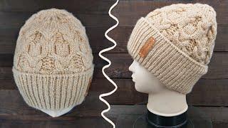 Шапка узором по мотивам Loro Piana спицами  Knitted hat tutorial