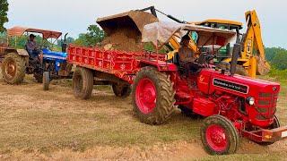 JCB 3dx loading Mud in Tractors | Powertrac Tractor 434 | Mahindra Tractor 275 #jcb #tractor