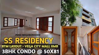 Posh 3BHK Condos For Sale SS Residency 50x81 | BTM Layout IIMB