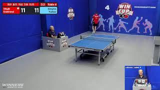 11:00 Крохмаль Виталий 3-2 Юрков Дмитрий стол 4  ЮГ-1  16.06.22