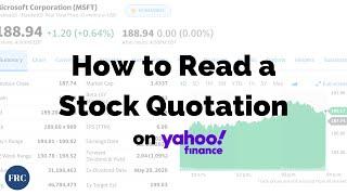 Intro to Investing: How to Read a Stock Quote on Yahoo Finance | Microsoft | Investing for Beginners