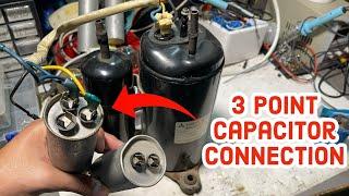 3 point combine capacitor connection only start compressor