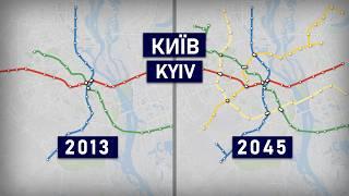 Evolution of the Kyiv Metro 1960-2045 (geographic map)