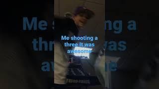 Two of my friends shooting threes and me running around the basement going crazy