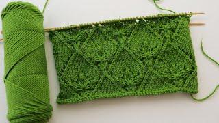 Узор «Трилистник в ромбах» спицами  «Shamrock in rhombuses» knitting pattern