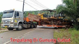 Muat Dua Dozer Truk Trailer Melintang di Gunung Sabut Sepaku dan Proses Evakuasinya