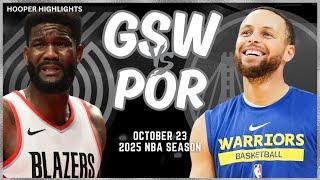 Golden State Warriors vs Portland Trail Blazers Full Game Highlights | Oct 23 | 2025 NBA Season