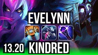 EVELYNN vs KINDRED (JNG) | 13/0/4, 4.6M mastery, 1600+ games, Legendary | EUW Master | 13.20