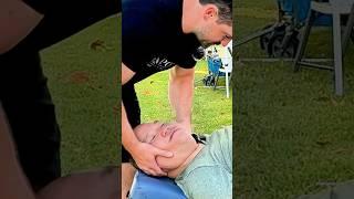 Instant Neck Tension Relief. His reaction is the best!  #chiropractic #adjustment #asmr