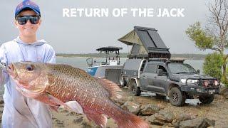 Return Of "THE JACK"  Young Fella hooks a river monster!!  Camping & fishing at Middle Creek QLD