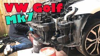 VW Golf 2017 GTD project DIY part 2 adjusting chasis end cap, fitting radiator pack and oil change.