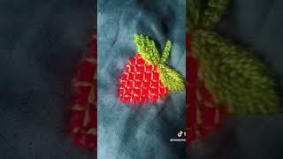 hand embroidery strawberry  design simple and easy embroidery