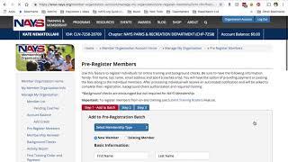 NAYS Member Organization Tutorial: How to register individuals for the NAYS online training