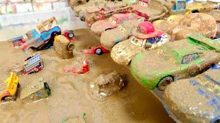 Cars minicars covered in mud! Watch the Cars dive into the mud!