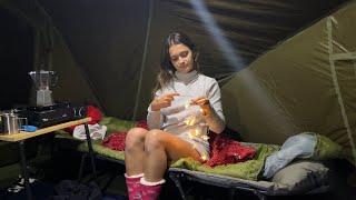 Solo Camping in the Rain | Young Girl Camping Alone by the Lake  ASMR  #outdoors #nature #camping