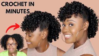 NO CORNROWS BRAIDLESS CROCHET NATURAL HAIRSTYLE IN MINUTES - EASY PROTECTIVE STYLE