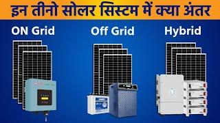 Difference between ON Grid vs Off Grid Solar System And Hybrid Solar System