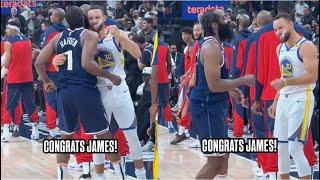 Stephen Curry Congratulates James Harden