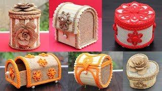 6 Beautiful jewelry box with Jute, Popsicle Sticks and Cardboard | DIY Jewelry Box Design Craft Idea