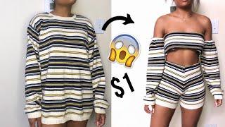 DIY $1 MATCHING SETS | CLOTHING HACKS VIDEO | THRIFT TRANSFORMATIONS