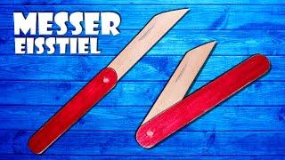 Taschenmesser selber machen Messer aus Eisstiel basteln - paper pocket knife DIY toy craft [4K]