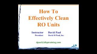 How to Effectively Clean RO Units