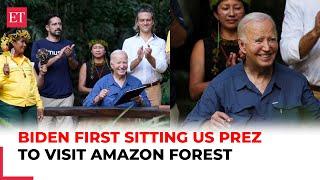 Joe Biden becomes the first sitting US President to visit Amazon rainforest in Brazil