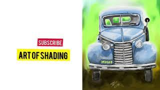 How to draw vintage Car | Digital Painting Timelapse | Art of Shading